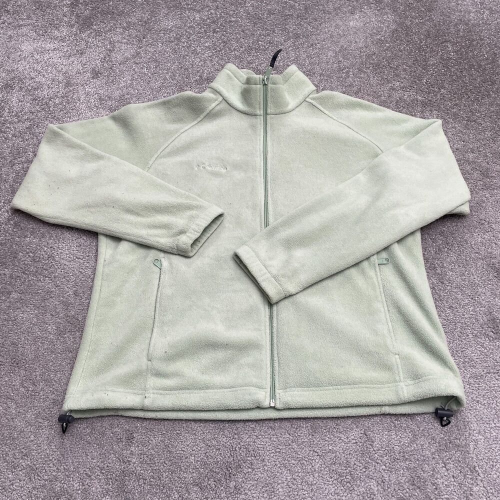 Columbia Benton Springs Fleece Jacket Womens XL Green Full Zip Outdoor Hiking
